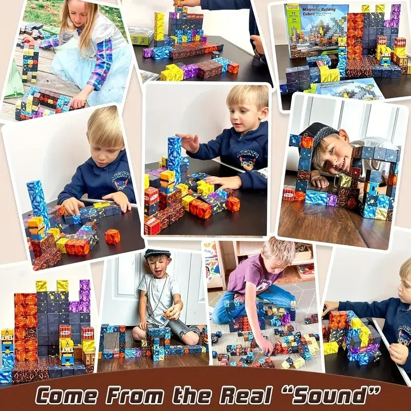 Magnetic Building Blocks Mine World Magnet Cube for Stacking Construction Set Educate Sensory Toys Kids Boys Girls Ages 3+ DIY