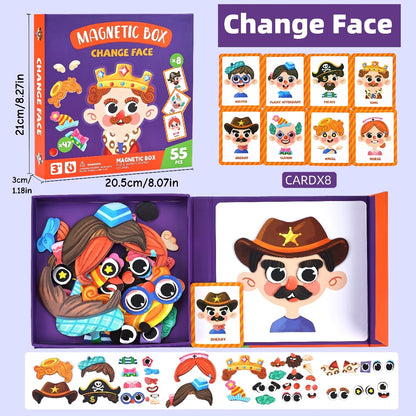 Magnetic Dress-Up Puzzle Toy, Educational Travel Game with Character and Scene Sets for Kids Ages 3–6