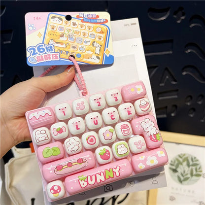 26 Keys Clicker Keychain Anti-Stress Keychain Hanging Pendant for Bag 26 Key Decompression Keyboard Keychains