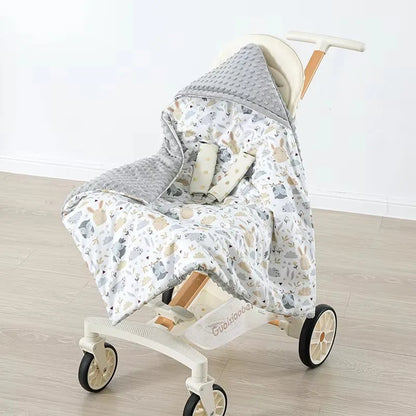 Baby Safety Seat Basket Blanket for Newborn Doudou Fleece Quilt Swaddle Wrap Windproof Hooded Swaddling Blankets Stroller Cover