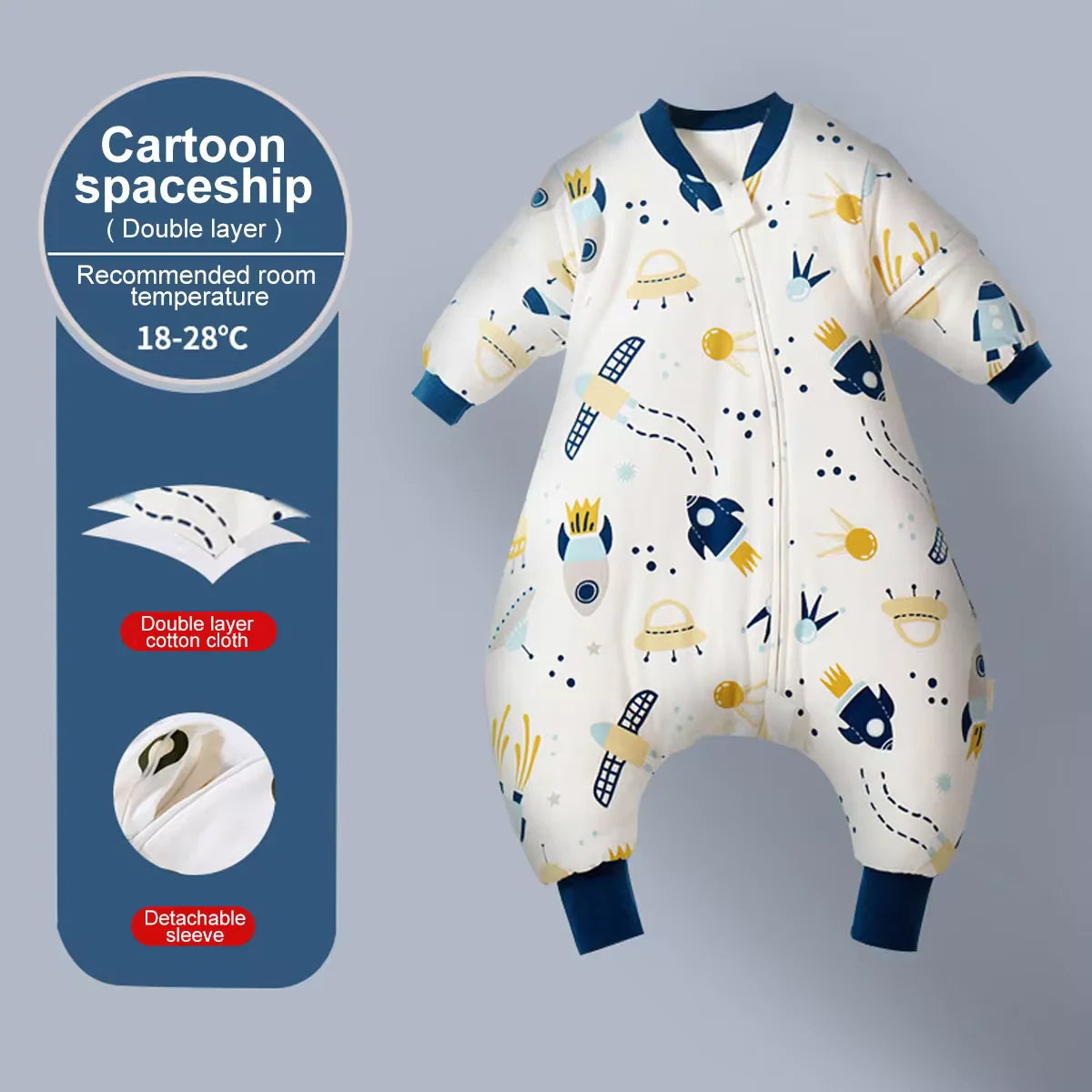 Baby & Toddler Cartoon Split-legged Sleep sacks With Detachable Sleeves for Boys Girls