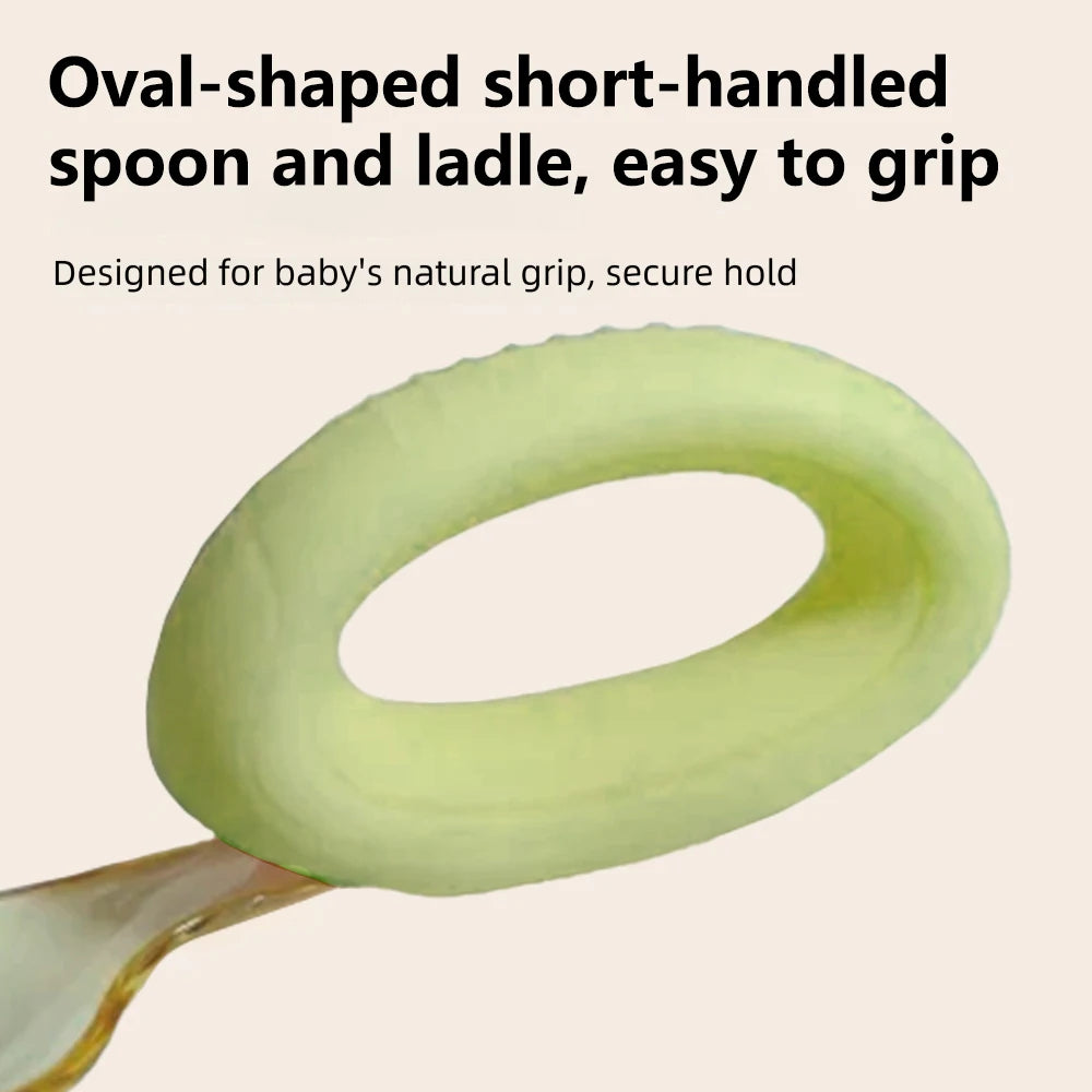 Toddler Spoon and Fork with Bendable Silicone Grip for Baby Self-feeding