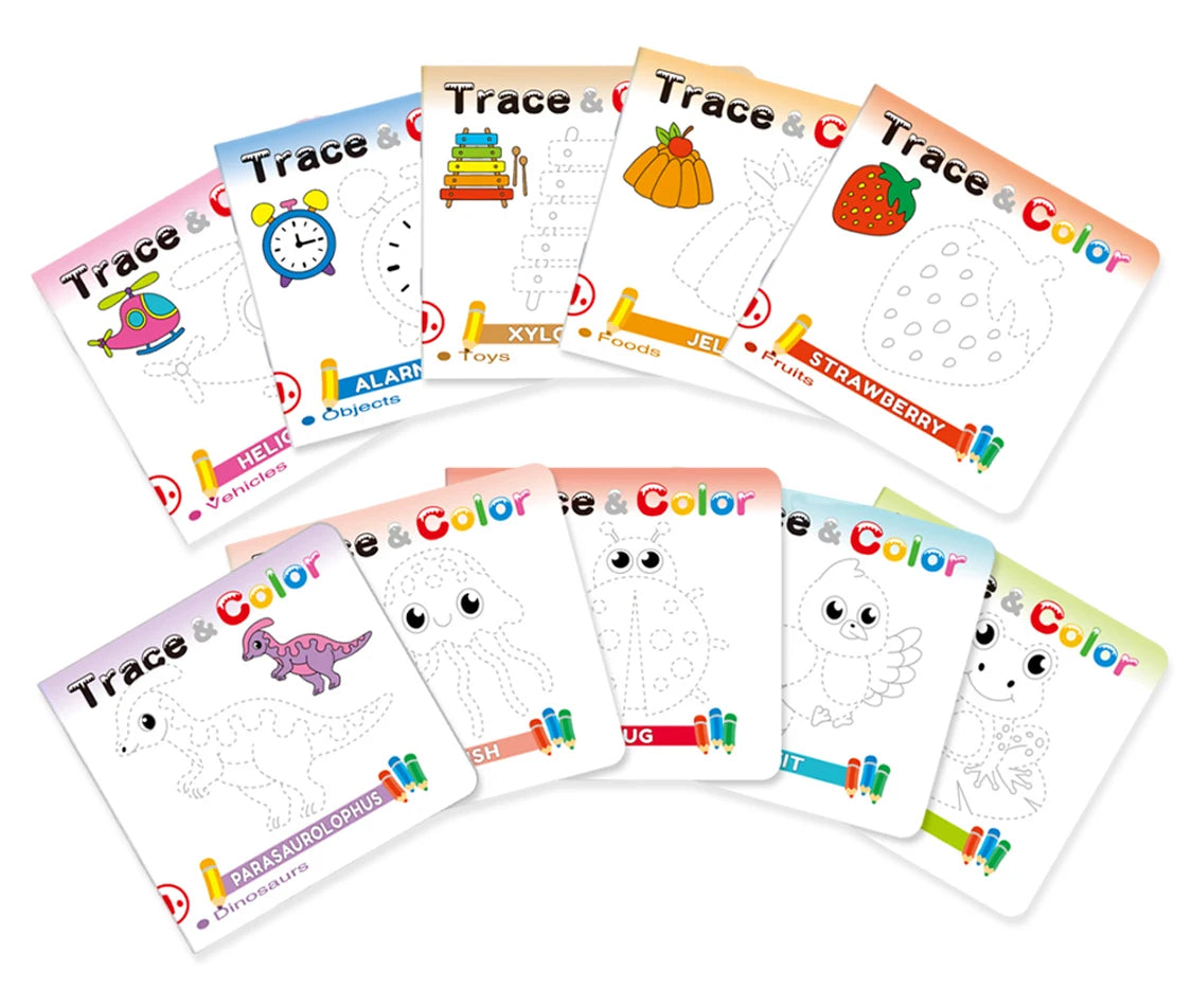 1 Set of 10 English early childhood education Coloring and Drawing Books, Creativity Enhancement Puzzle Education