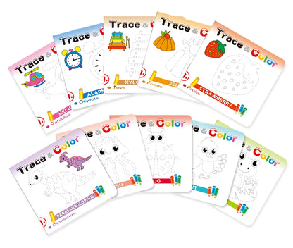 1 Set of 10 English early childhood education Coloring and Drawing Books, Creativity Enhancement Puzzle Education
