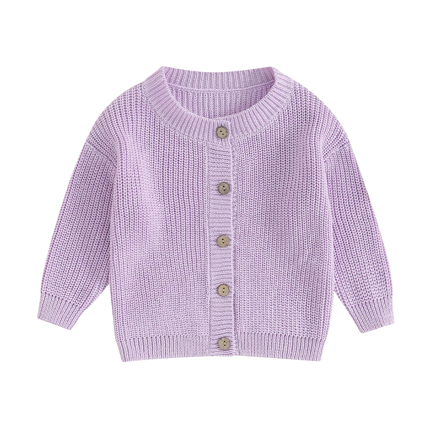 Infant Newborn Baby Girls Knit Cardigan Cute Long Sleeve Round Neck Solid Color Button Down Sweater Fall Tops 0-18M