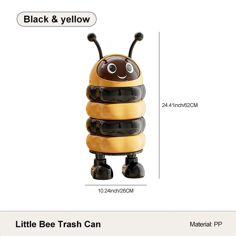 1pc Wastepaper basket, tall-legged bin, charming bee design, no-bend-over feature, large capacity with lid
