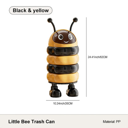 1pc Wastepaper basket, tall-legged bin, charming bee design, no-bend-over feature, large capacity with lid