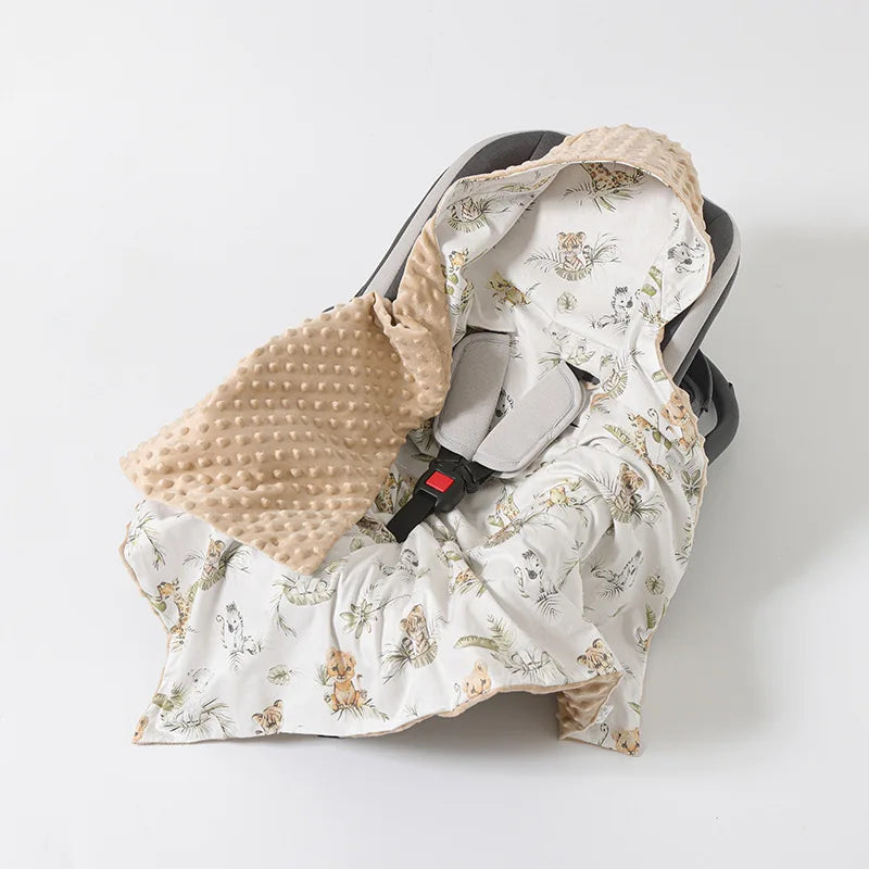 Baby Safety Seat Basket Blanket for Newborn Doudou Fleece Quilt Swaddle Wrap Windproof Hooded Swaddling Blankets Stroller Cover