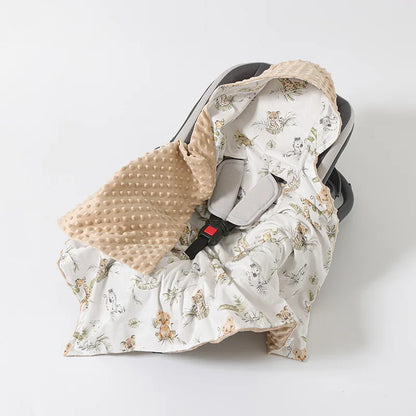 Baby Safety Seat Basket Blanket for Newborn Doudou Fleece Quilt Swaddle Wrap Windproof Hooded Swaddling Blankets Stroller Cover