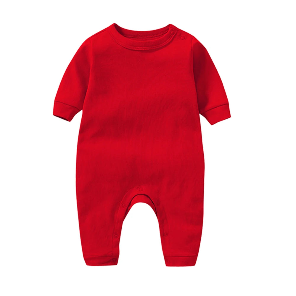 100% Cotton Baby Romper, Solid Color One-Piece Sleepsuit for Newborn Boys and Girls, Spring & Autumn Wear