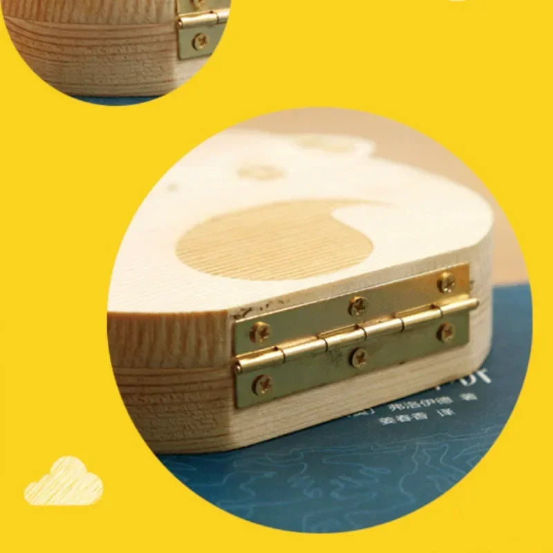 1pcs English&Spanish Baby Wood Tooth Box Organizer Milk Teeth Storage Collect Teeth Umbilica Save Gifts Baby Tooth Box