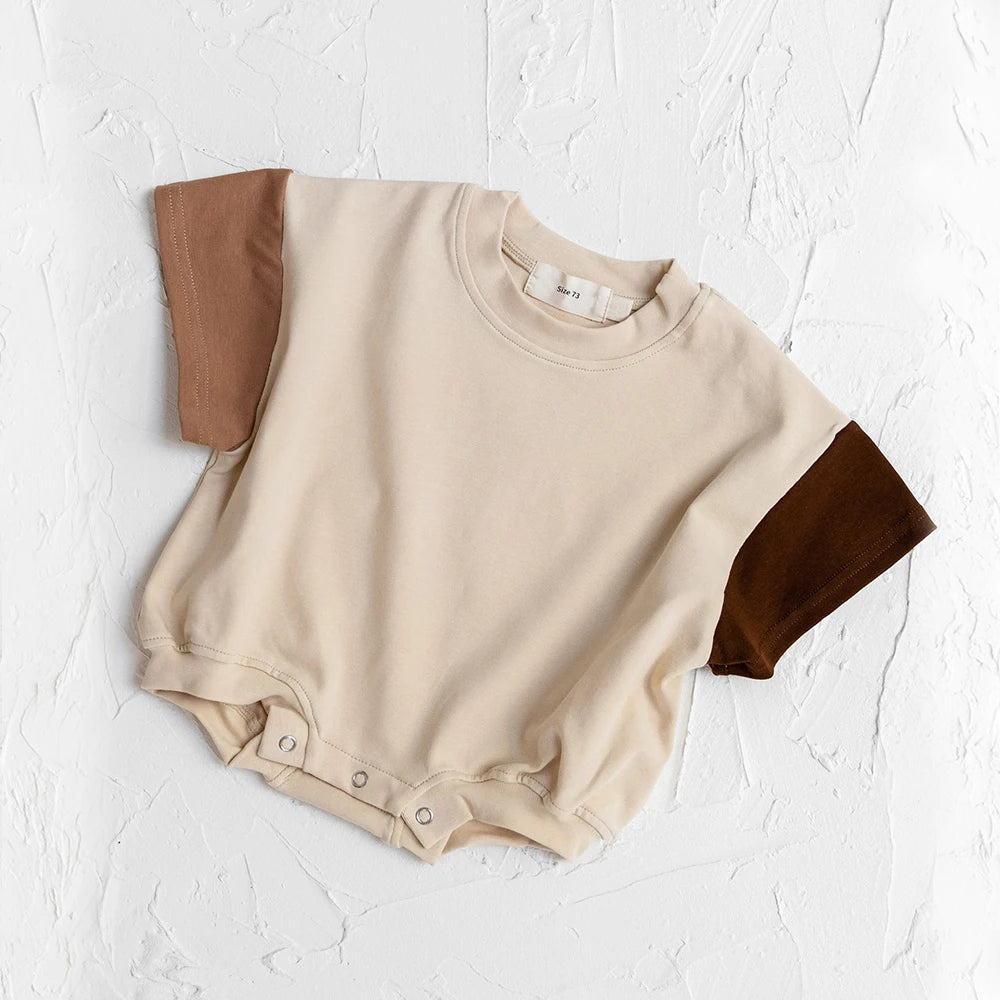 Summer Baby Romper, Oversized Unisex Cotton Short Sleeve Bodysuit for Newborns
