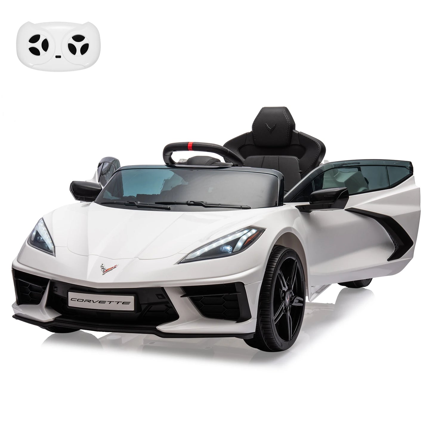 12V Kids Ride on Car Battery Powered Toddlers Electric Sports Car Toy with Remote Control,Visual Dashboard,LED Lights,Music 3-8Y