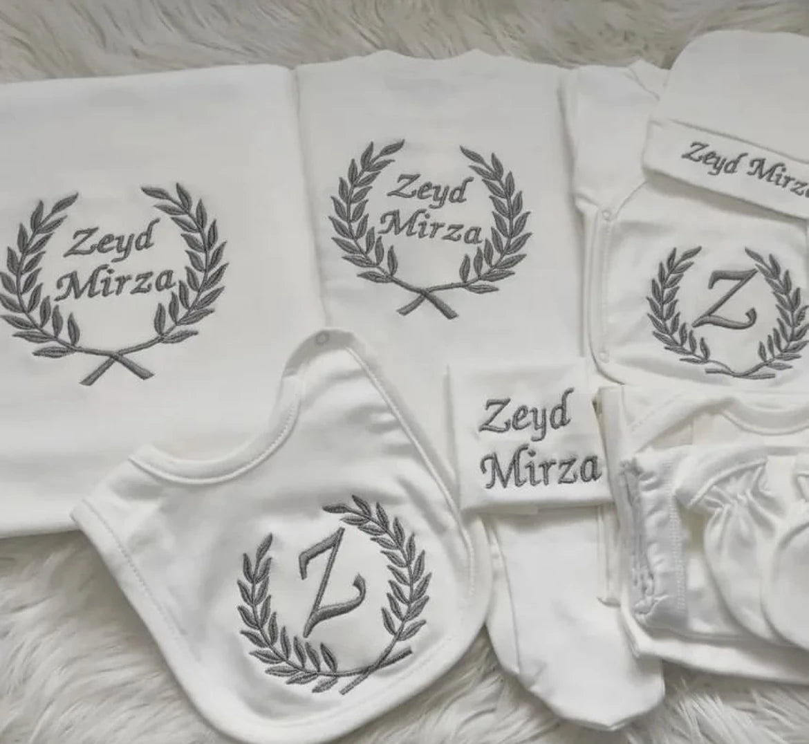 10pcs Wings Outfits Any Name Personalized Laurel Tree Embroidery Gift Baby Pajamas Hat Welcome Home Ceremonial dress