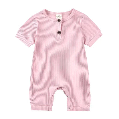 Summer Newborn Baby Romper Soild Color Baby Clothes Girl Rompers Cotton Short Sleeve O-neck Infant Boys Romper 0-24 Months