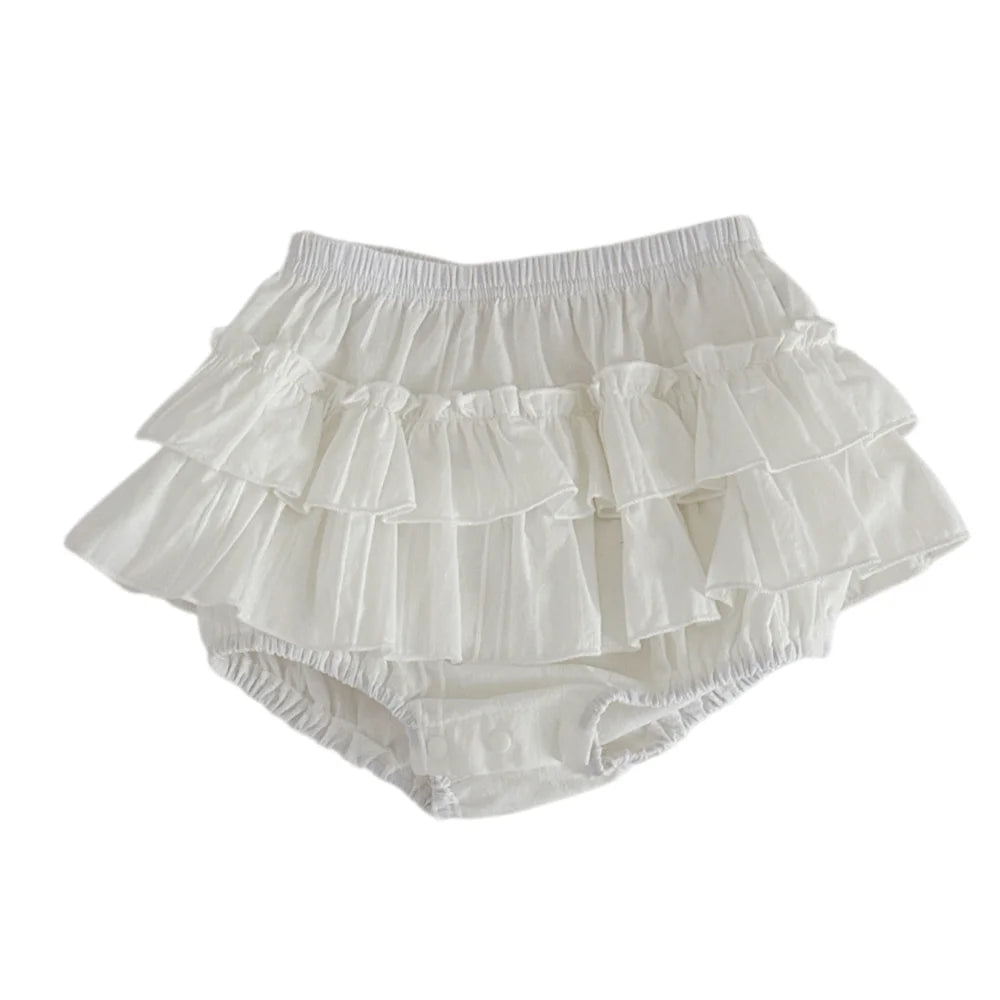 6M-2Y Summer Sweet Style Girls Set Lace Ruffle Collar Sleeveless Tee+White Ruffle Shorts 2Pcs Clothes Soft Cotton Infant Suit