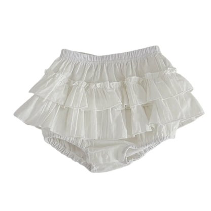 6M-2Y Summer Sweet Style Girls Set Lace Ruffle Collar Sleeveless Tee+White Ruffle Shorts 2Pcs Clothes Soft Cotton Infant Suit