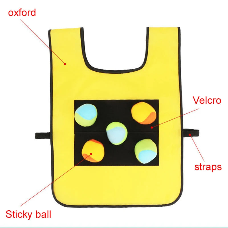 Children Sticky Ball Vest Toy with 5Balls Adhesive Outdoor Sports Physical Exercise Game Props Parent-child Interaction TMZ