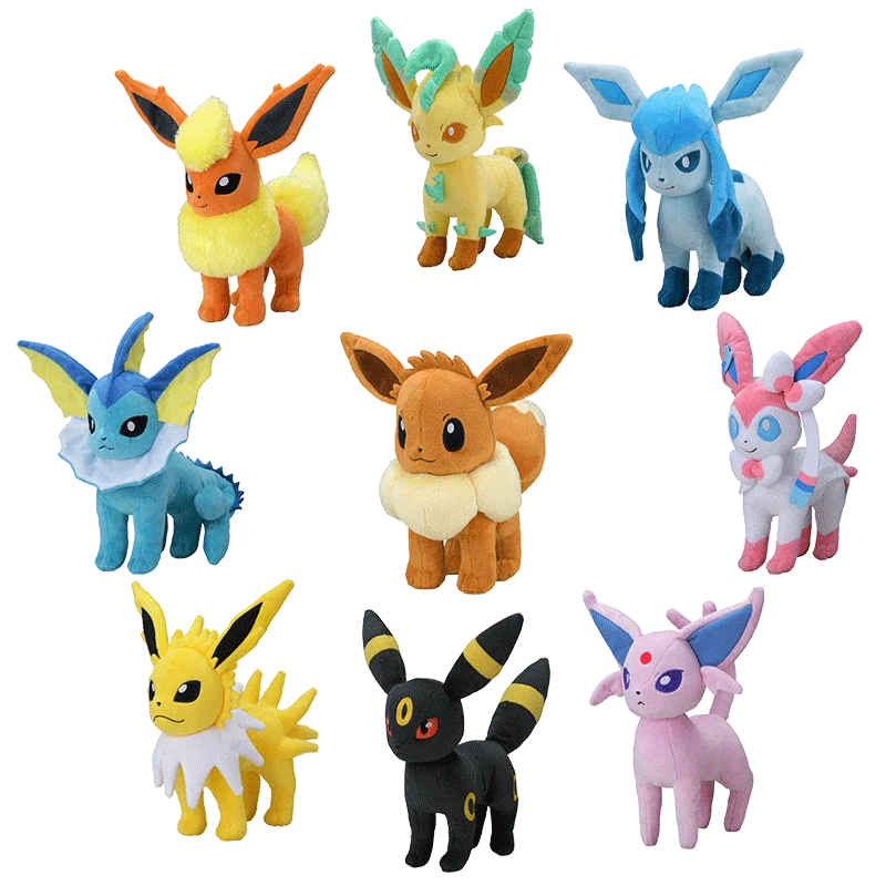 A set of combination sales Eevee Collection Pokemon Glaceon Leafeon Sylveon Plush  Espeon Umbreon Flareon Vaporeon Stuffed Doll