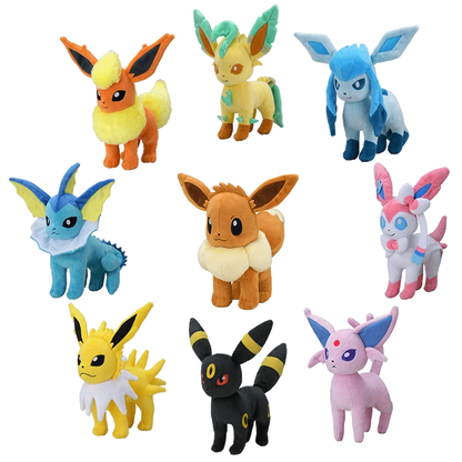 A set of combination sales Eevee Collection Pokemon Glaceon Leafeon Sylveon Plush  Espeon Umbreon Flareon Vaporeon Stuffed Doll