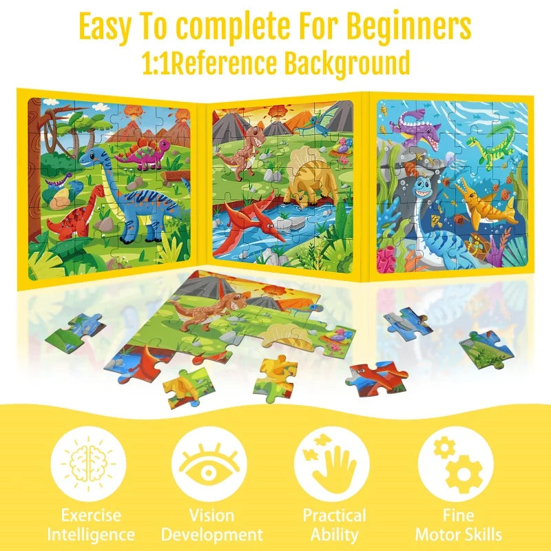 Magnetic Puzzles Games for Kids Busy Quiet Cartoon Animals Jigsaw Book Animals Learning Educational Toys for Children Gift