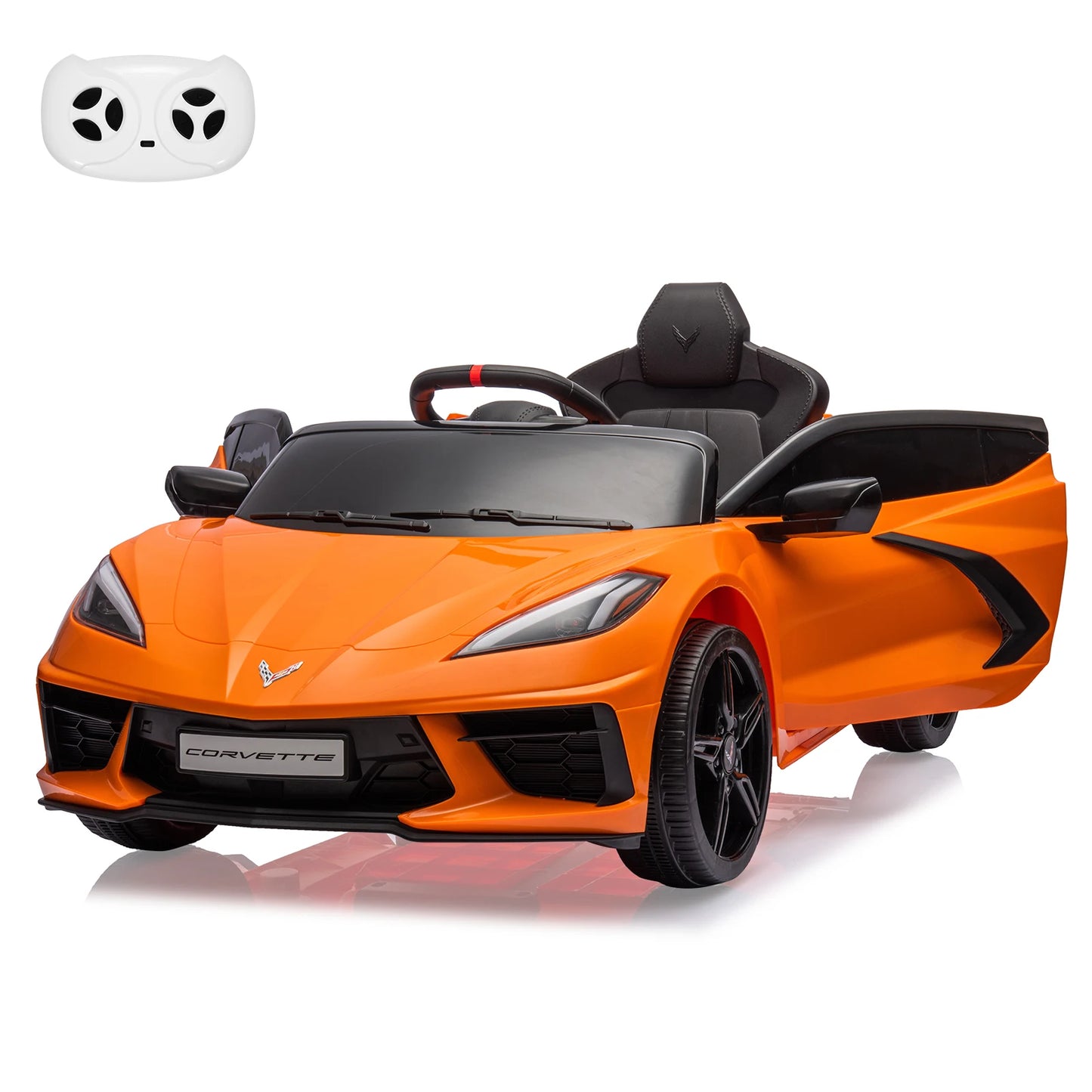 12V Kids Ride on Car Battery Powered Toddlers Electric Sports Car Toy with Remote Control,Visual Dashboard,LED Lights,Music 3-8Y