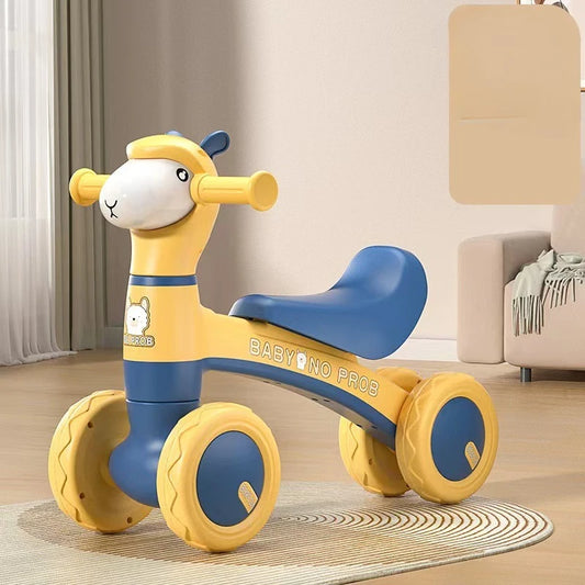 Anti-Tip Baby Balance Bike No Pedal Four Wheel Toddler Walker Silent Glider Walker Toy Ride-On Toy Indoor Outdoor Sports Toy