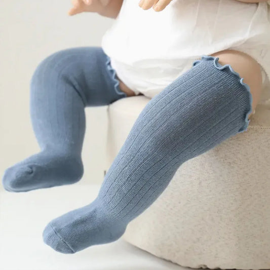 Baby & Toddler Knee-High Socks -Ribbed Texture Soft Stretchy All-Season Warmth, Elastic Cuff for Secure Fit Baby Leg Warmers