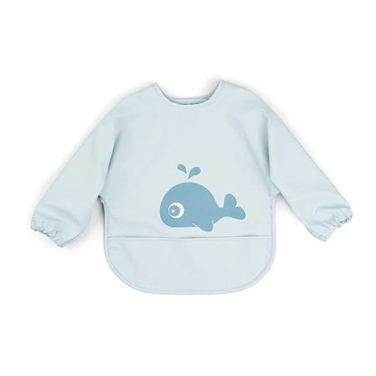Baby Infant Eating Clothes PU Kids Smock Bib Long Sleeve Waterproof Food Pocket Easy to Clean
