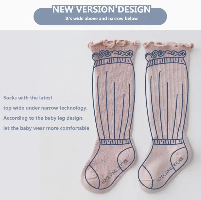 Baby & Toddler Knee-High Socks -Ribbed Texture Soft Stretchy All-Season Warmth, Elastic Cuff for Secure Fit Baby Leg Warmers