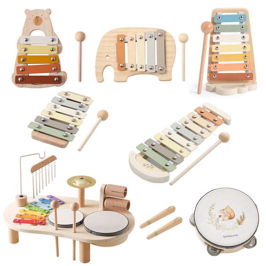 Baby Educational Toys Wooden Music instruments Montessori Children's Musical Toys Xylophone Newborn Music Table