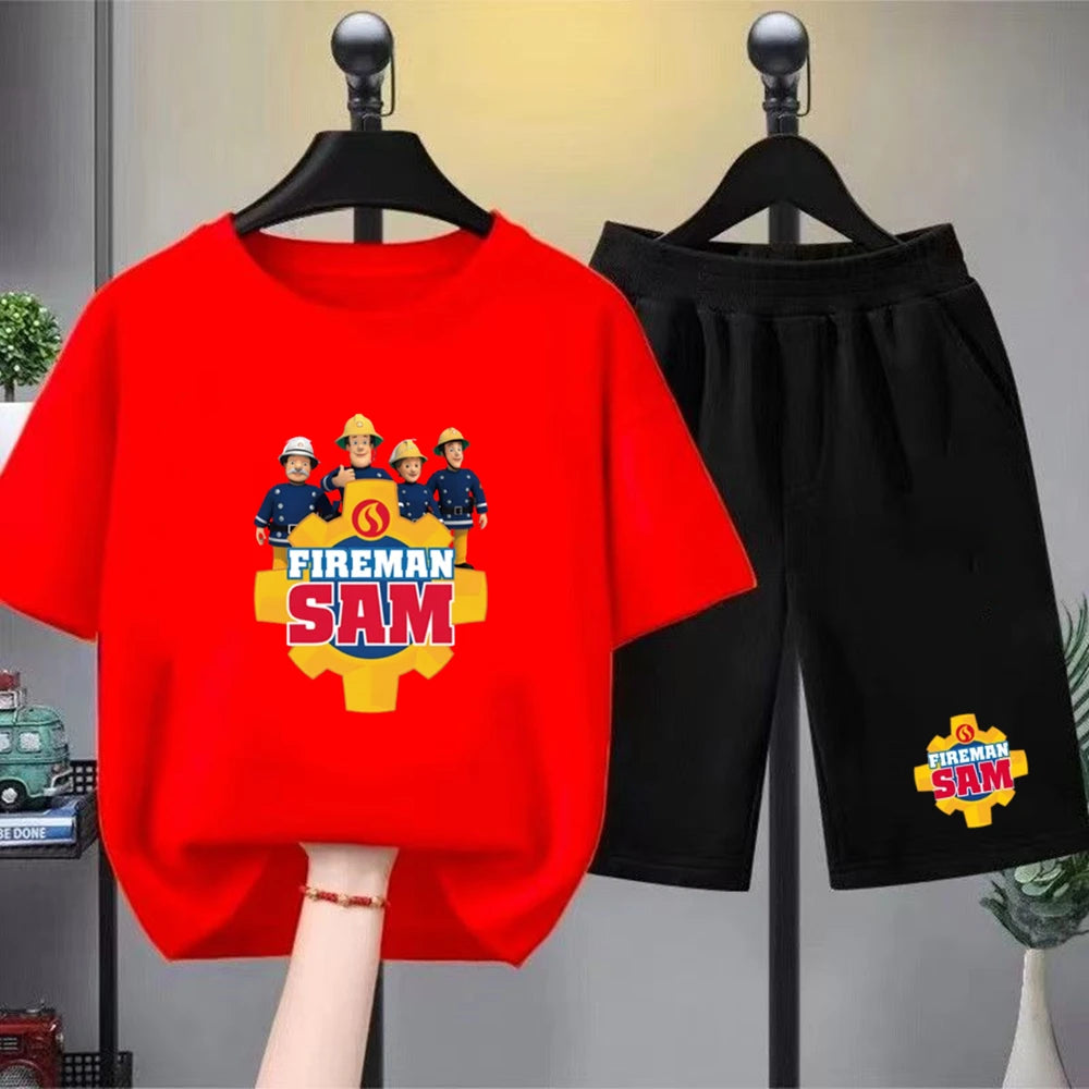 Kids Round Neck Black T-shirt Shorts Fashion Short-sleeved Toddler 3-12Y Casual Summer Set