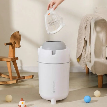 Portable 15 L Diaper Trash Can with Lid Large Capacity Waste Can Silent Opening Closing Handle Simple Trash Bin Household