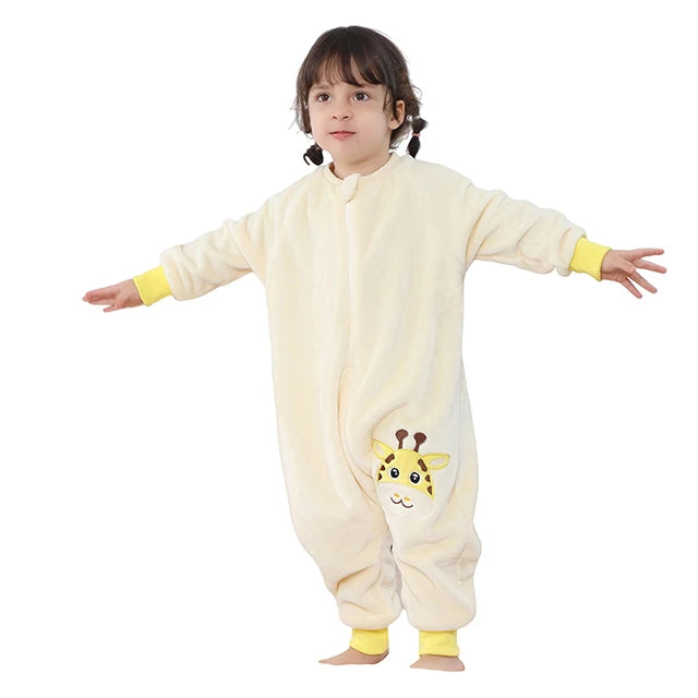 MICHLEY Duck Cartoon Flannel Sleeping Sack Winter Clothes Toddler Girls Boys 1-7T
