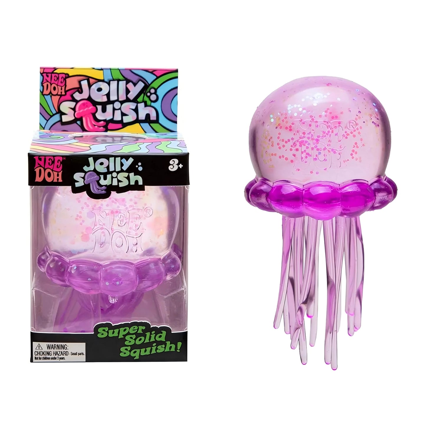 Nee Doh Jellyfish & Cube Squish Toy, Stress Relief Fidget Toy, Sensory for Kids & Adults