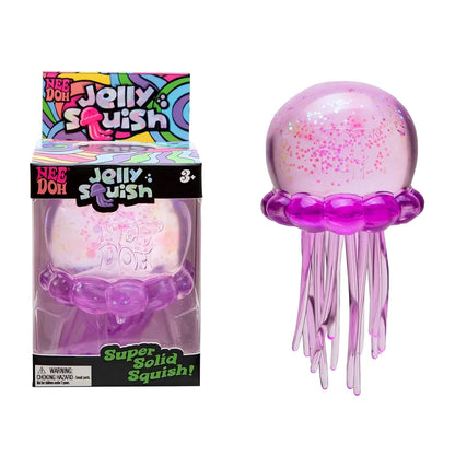 Nee Doh Jellyfish & Cube Squish Toy, Stress Relief Fidget Toy, Sensory for Kids & Adults