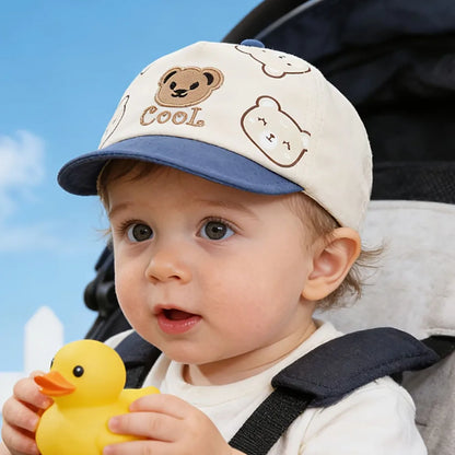 Hat Spring Summer Sunshade Cap Toddler Cartoon Little Bear Duckbill Cap Thin Lovely for Outdoor Soft Brim Baseball Cap for 0-1Y