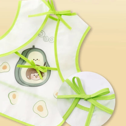 Baby Bib Waterproof Anti-soiling Apron Cartoon Printing Sleeveless Light Weight Boys Girls with Pocket Mutifunction Use