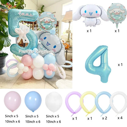 1 Set Cinnamoroll Foil Balloons for Birthday Party Decorations Baby Shower  Kids  Birthday Gift Macaron Latex Balloons Set