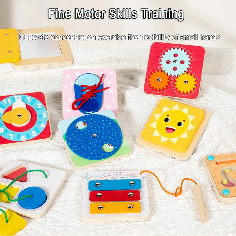 Baby Magnetic Sensory Busy Board Montessori Wooden Toy Simulation Switch Clock Shape Matching Fine Motor Skills Educational Toys