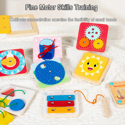 Baby Magnetic Sensory Busy Board Montessori Wooden Toy Simulation Switch Clock Shape Matching Fine Motor Skills Educational Toys