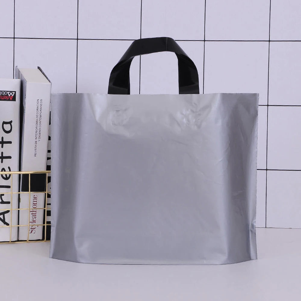 100pcs Custom Logo Colorful Shopping Bags With Handle Plastic Gift Bag Print One Color Logo On Double-sided Free Design Print