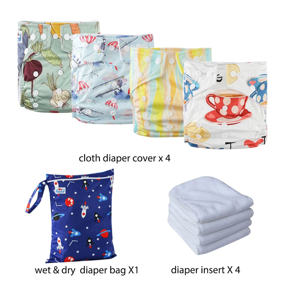 Babyland New Waterproof Baby Cloth Diaper Kit with Inserts & Wet Bags | Economical Washable Nappy System (0-36 Months)