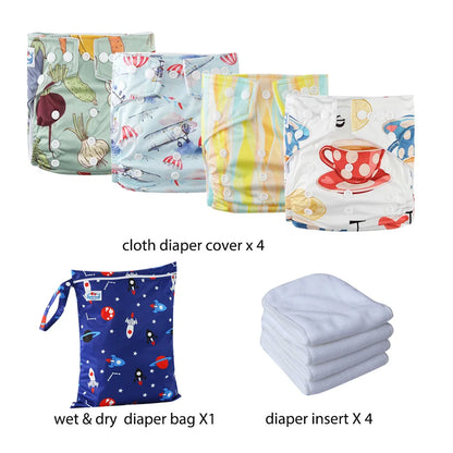 Babyland New Waterproof Baby Cloth Diaper Kit with Inserts & Wet Bags | Economical Washable Nappy System (0-36 Months)