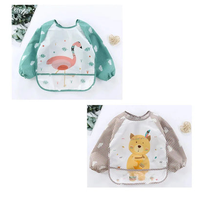 Waterproof EVA Full Sleeve Baby Bibs Children Apron Long Sleeve Feeding Smock Kids Eating Breastplate Infant Scarf Clothing
