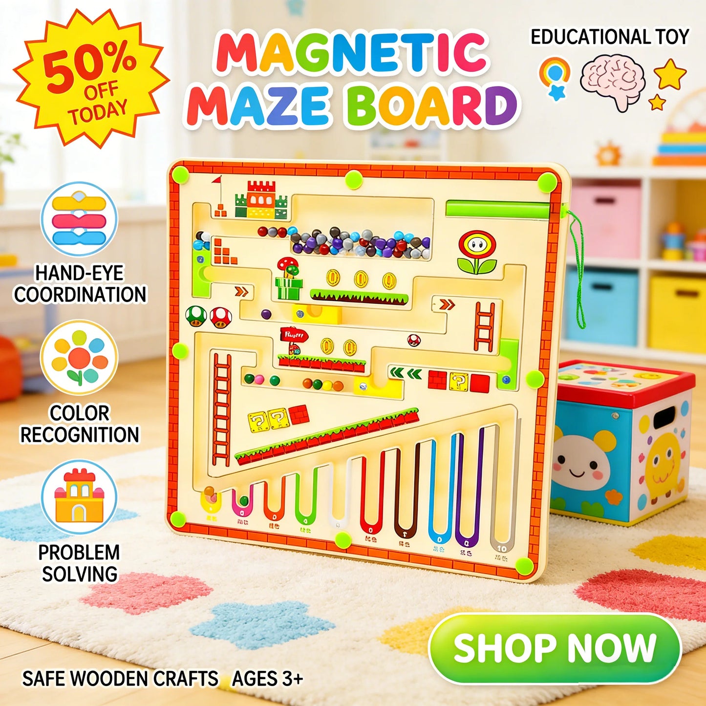 Children's Magnetic Maze Walking Ball Baby Concentration Training Writing Logic Thinking 3-4 Year Old Early Education Puzzle Toy