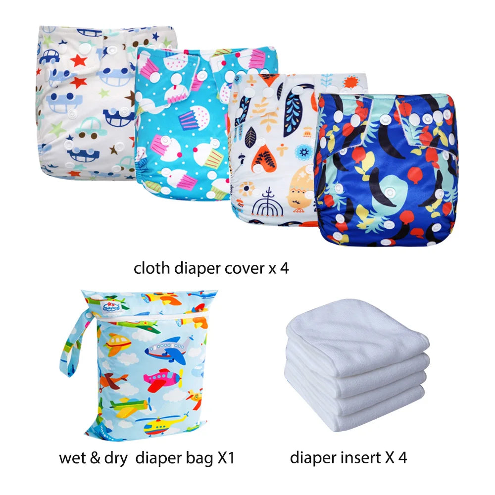 Babyland New Waterproof Baby Cloth Diaper Kit with Inserts & Wet Bags | Economical Washable Nappy System (0-36 Months)