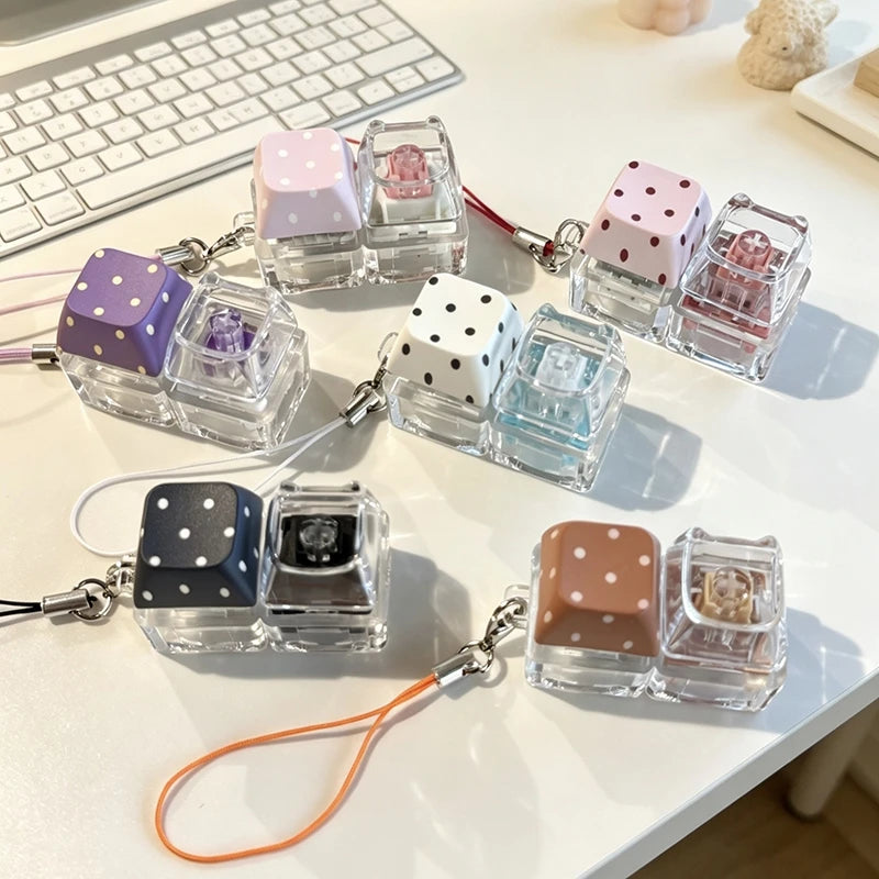 Light Up Keychain Keyboard 2/4 Key Keychain Pendant Decompression Keyring Hanging Pendant for Backpack Stress Releasing Gift