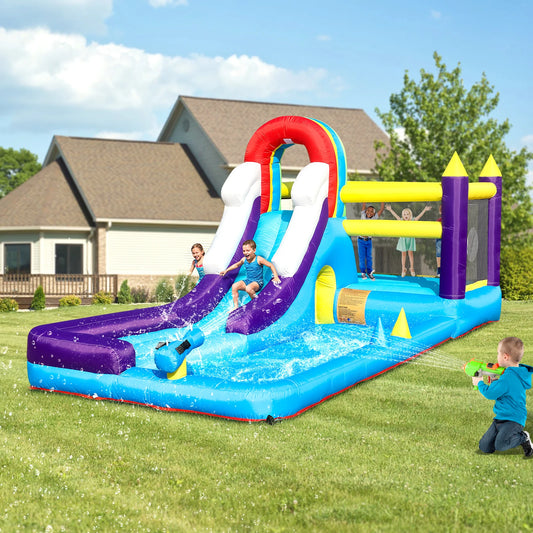 Oxford cloth 16ft 4.9m Inflatable Water Slide Bounce House w/ Splash Pool & 480W Blower
