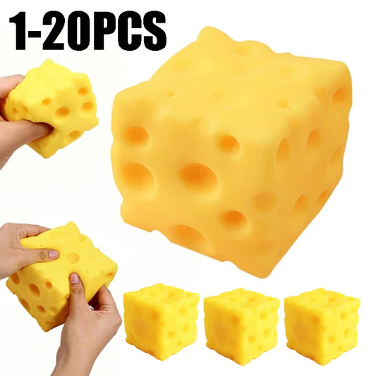 Cheese Novelty Squeeze Toy Soft Rubber Bouncing Sensory Anxiety Relief Focus Training Relaxation